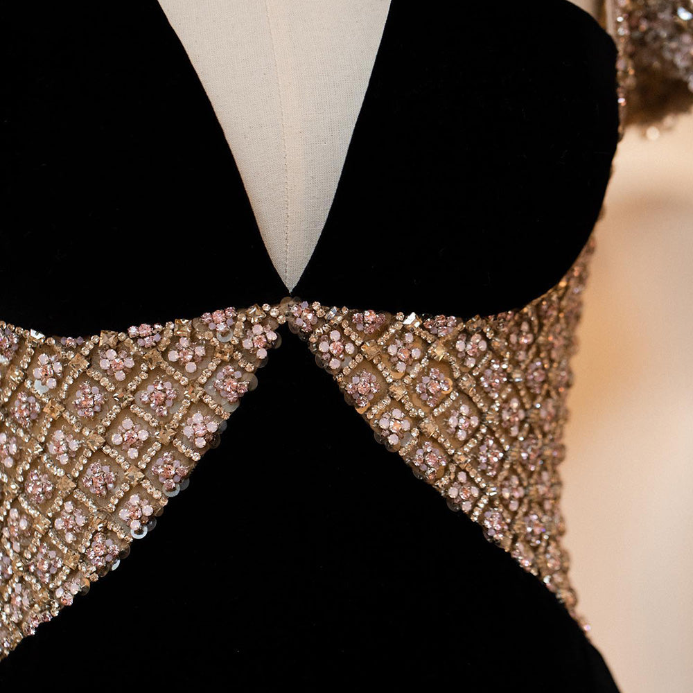 Black Midi Straight Evening Dresses 2023 Luxury Dubai Crystal Ankle Length Arabic Women Wedding Party Gowns