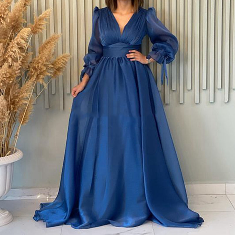 Cap Sleeves Long Evening Dresses A Line Organza Formal Party Prom Gowns Dress Event Vestidos Robes De Soirée