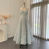 Dubai Light Blue Evening Dress for Women Wedding Elegant Off Shoulder Beaded Arabic Formal Party Gowns